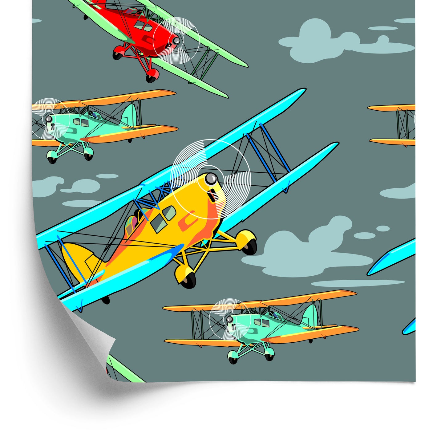 Wallpaper Colorful Retro Airplanes