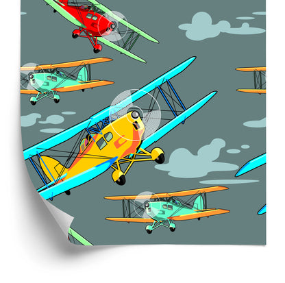 Wallpaper Colorful Retro Airplanes