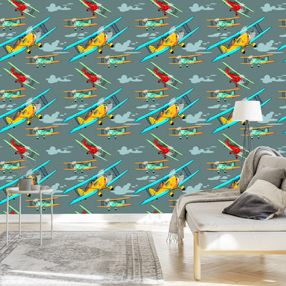 Wallpaper Colorful Retro Airplanes