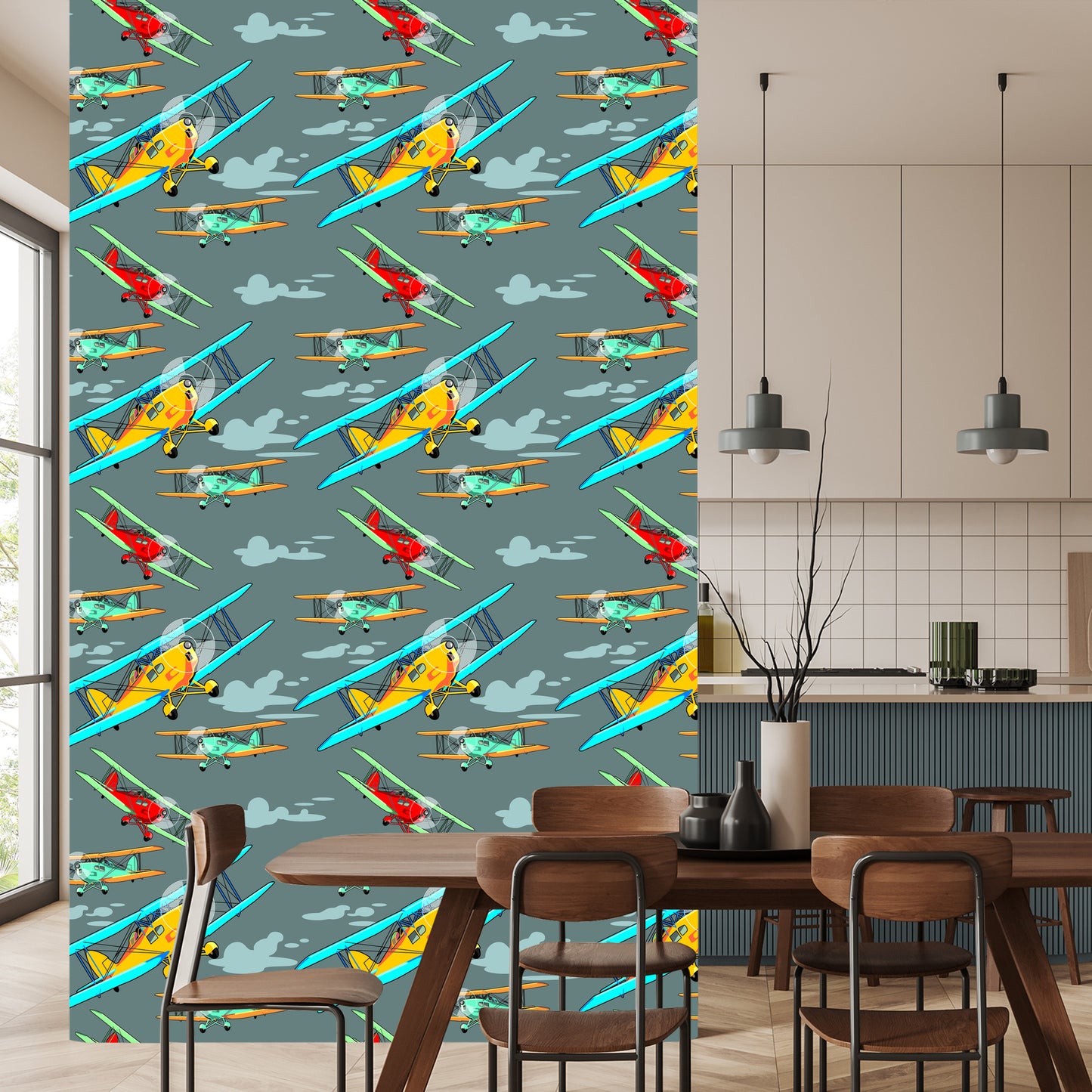 Wallpaper Colorful Retro Airplanes