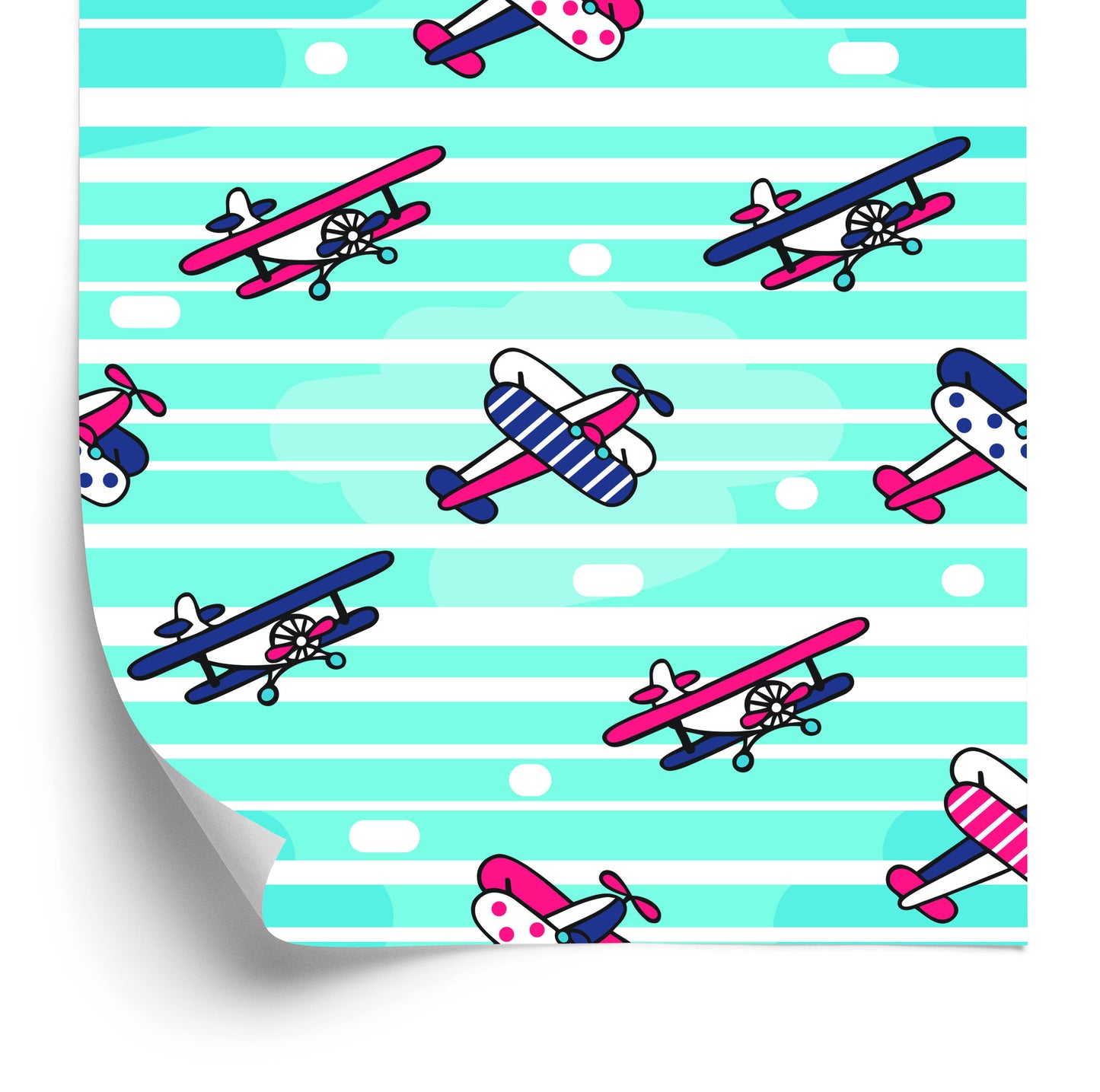Wallpaper Fairytale Airplanes On A Striped Background