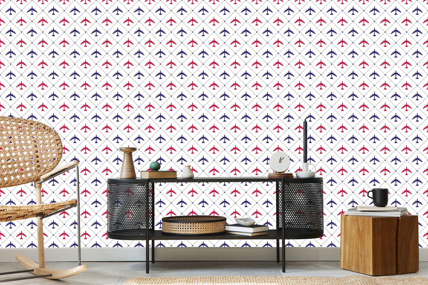 Wallpaper Colorful Checkered Airplanes