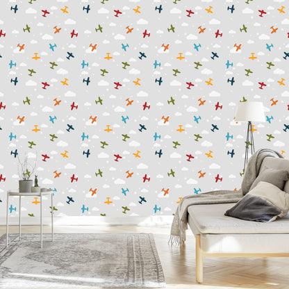 Wallpaper Colorful Airplanes With Clouds