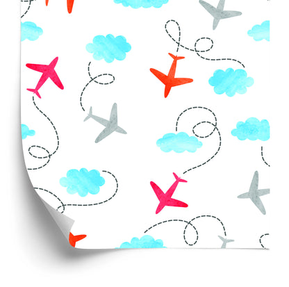 Wallpaper Fairy-Tale Airplanes Painted With Watercolor