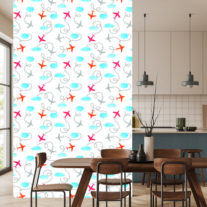 Wallpaper Fairy-Tale Airplanes Painted With Watercolor