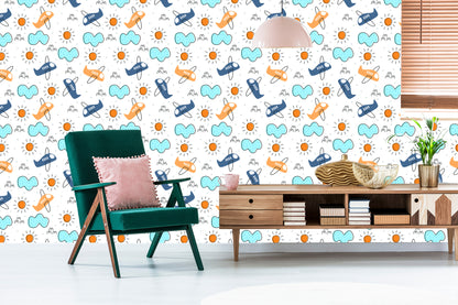 Wallpaper Minimalistic Fairytale Airplanes