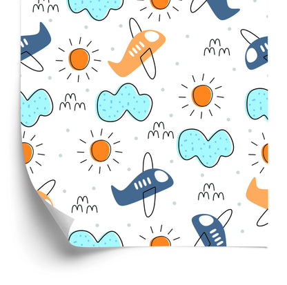 Wallpaper Minimalistic Fairytale Airplanes