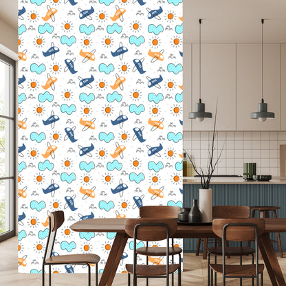 Wallpaper Minimalistic Fairytale Airplanes