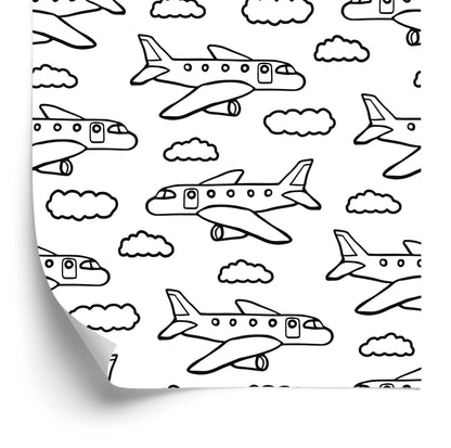 Wallpaper Black And White Planes With Clouds