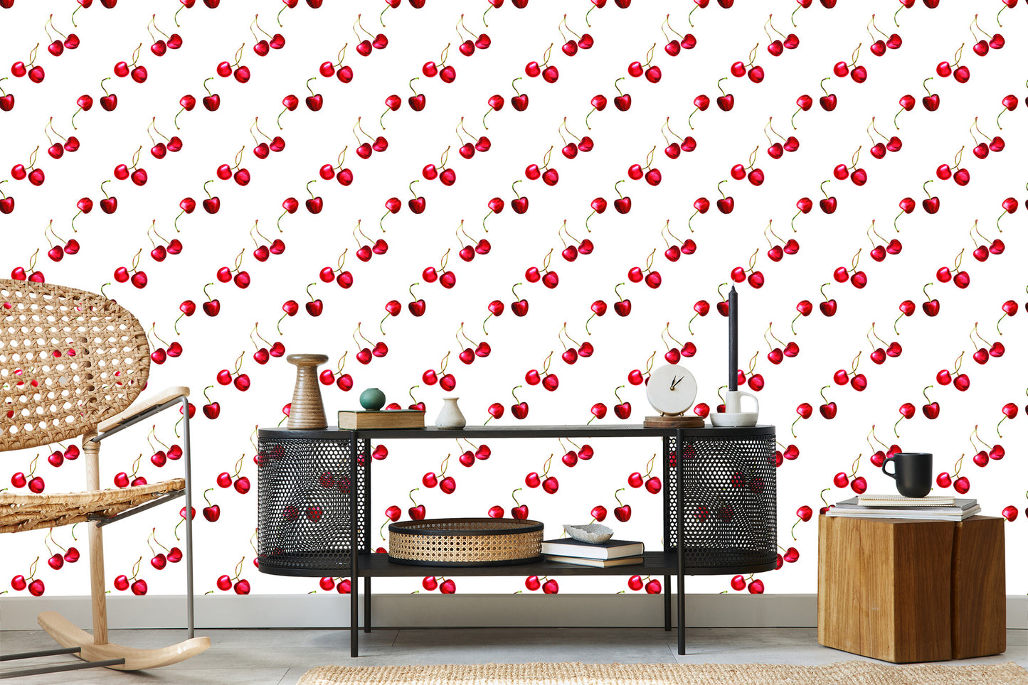 Wallpaper For The Kitchen Dining Room With Cherries Fruit