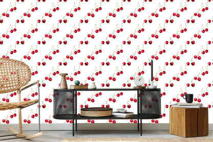 Wallpaper For The Kitchen Dining Room With Cherries Fruit