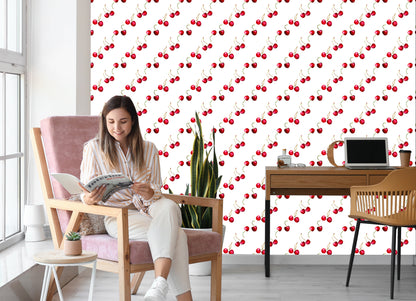 Wallpaper For The Kitchen Dining Room With Cherries Fruit