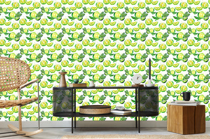 Wallpaper For Kitchen Fruit Lime Leaves