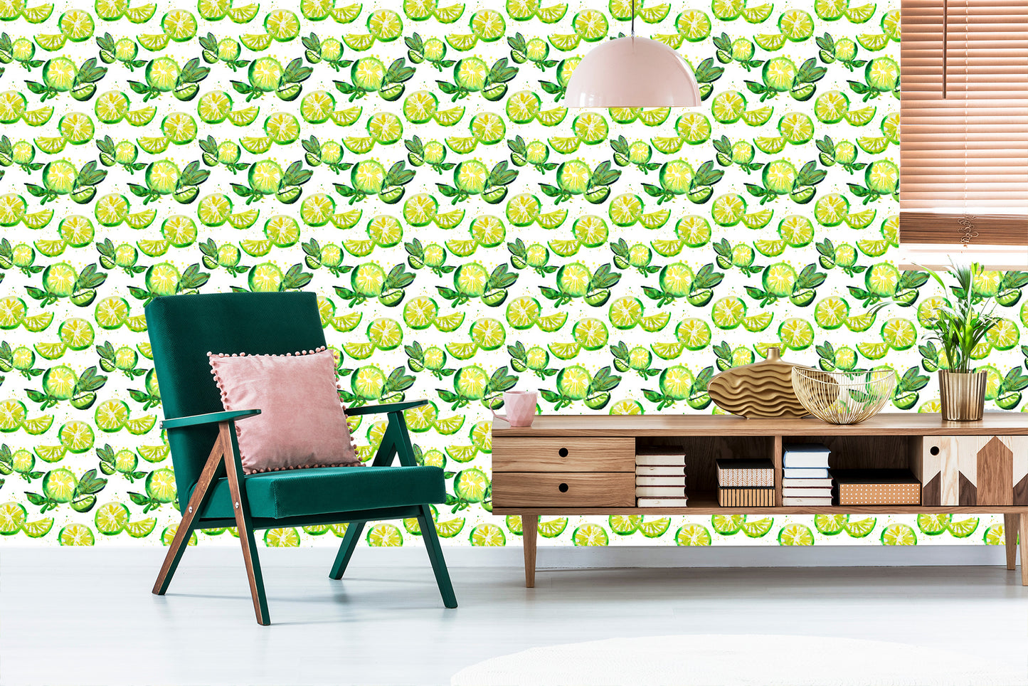 Wallpaper For Kitchen Fruit Lime Leaves
