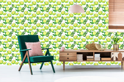 Wallpaper For Kitchen Fruit Lime Leaves