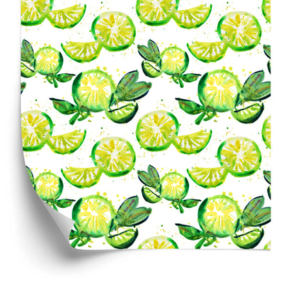 Wallpaper For Kitchen Fruit Lime Leaves