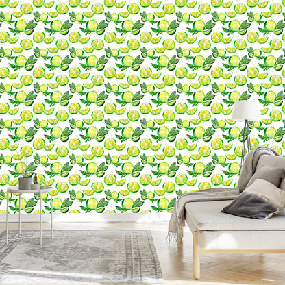 Wallpaper For Kitchen Fruit Lime Leaves