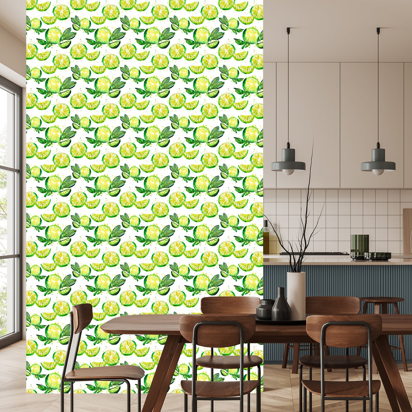 Wallpaper For Kitchen Fruit Lime Leaves