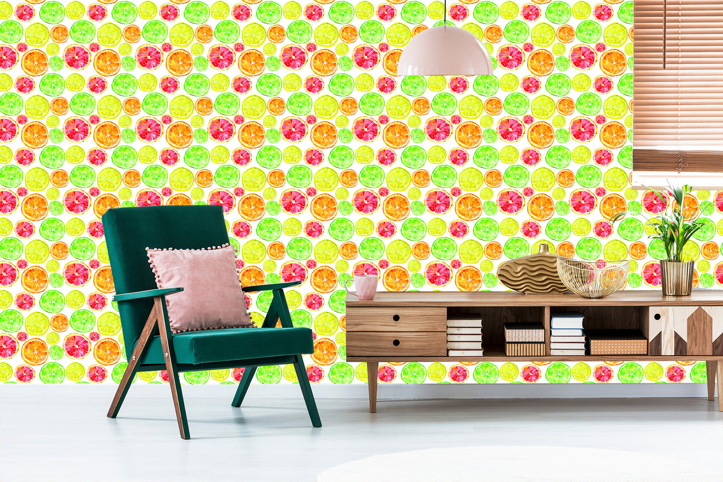 Wallpaper For The Dining Room. Lemon, Orange, Lime