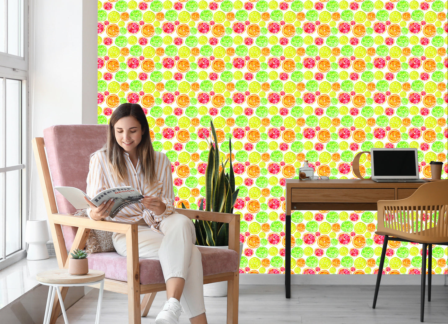 Wallpaper For The Dining Room. Lemon, Orange, Lime