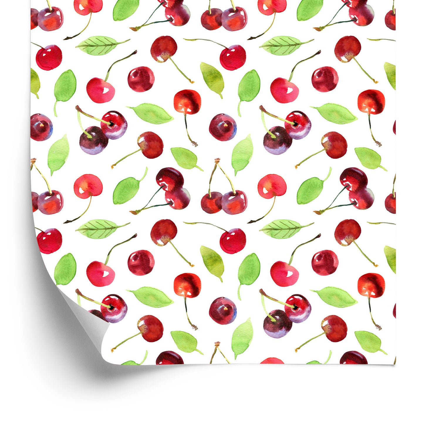 Wallpaper In The Fruit Of Cherries Leaves For The Kitchen