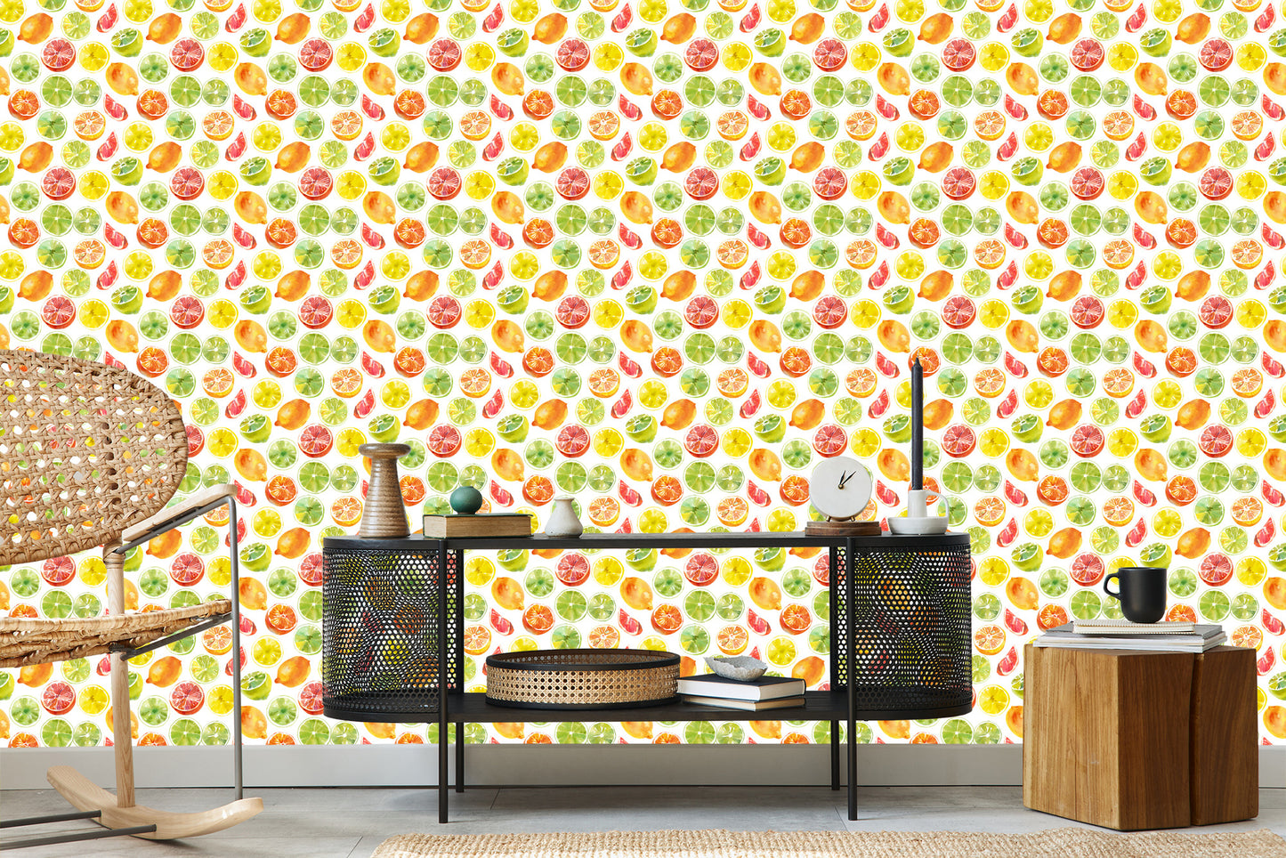 Wallpaper Lemons. Limes. Oranges. Kitchen