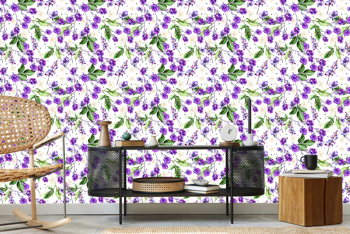 Wallpaper For Kitchen Fruit Leaves Flowers