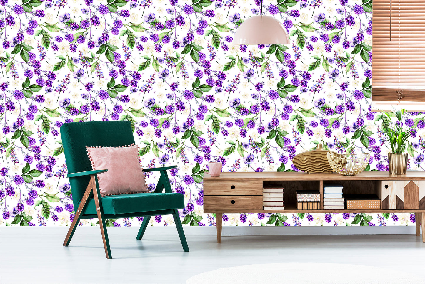 Wallpaper For Kitchen Fruit Leaves Flowers