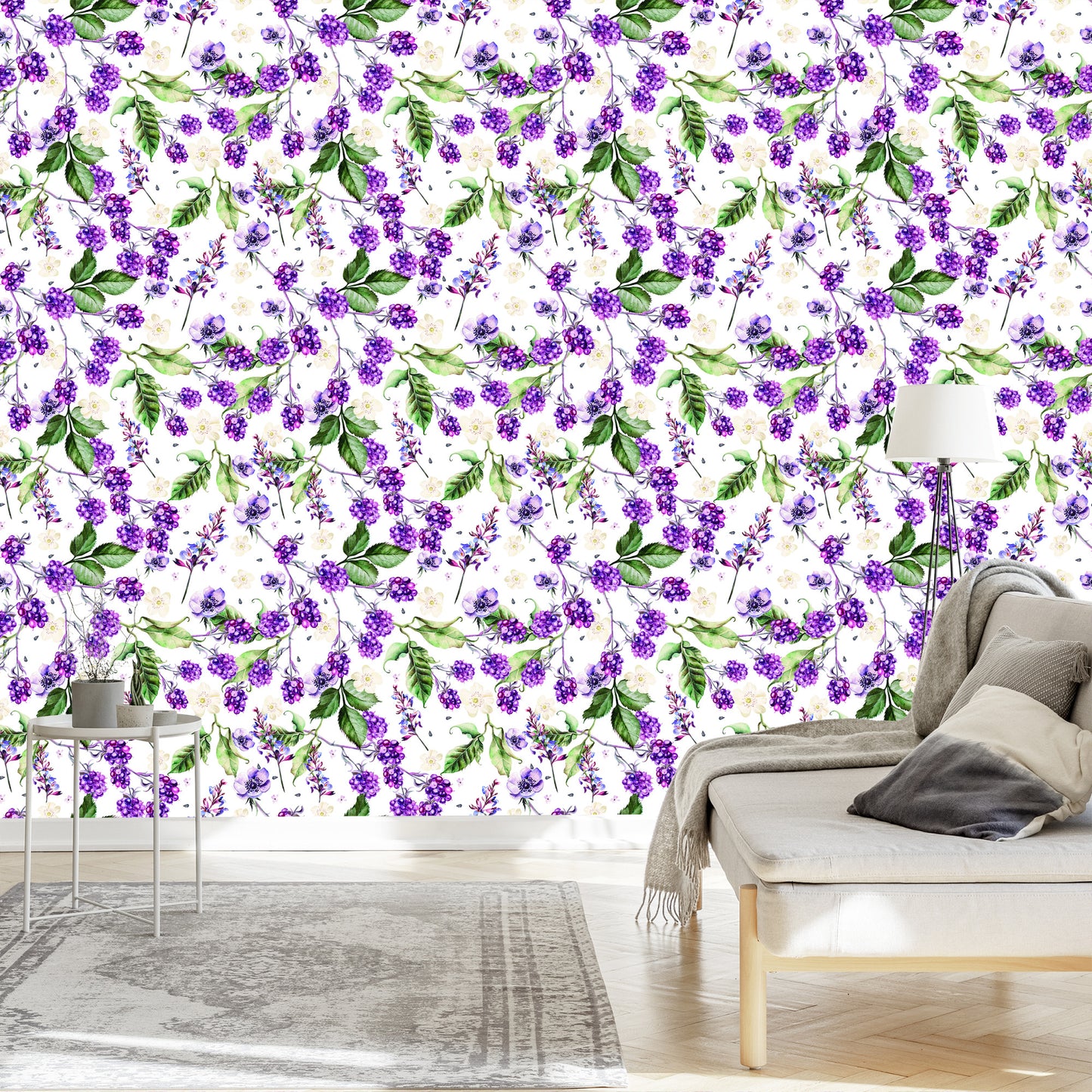 Wallpaper For Kitchen Fruit Leaves Flowers