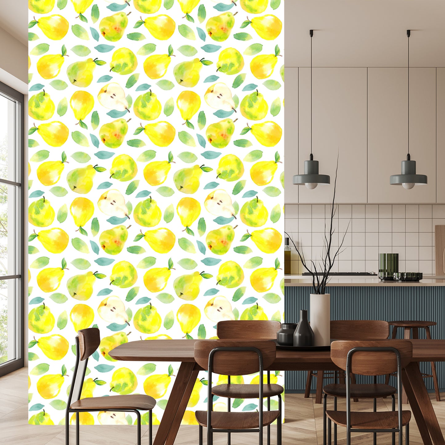 Wallpaper For Kitchen Dining Room, Fruit Leaves
