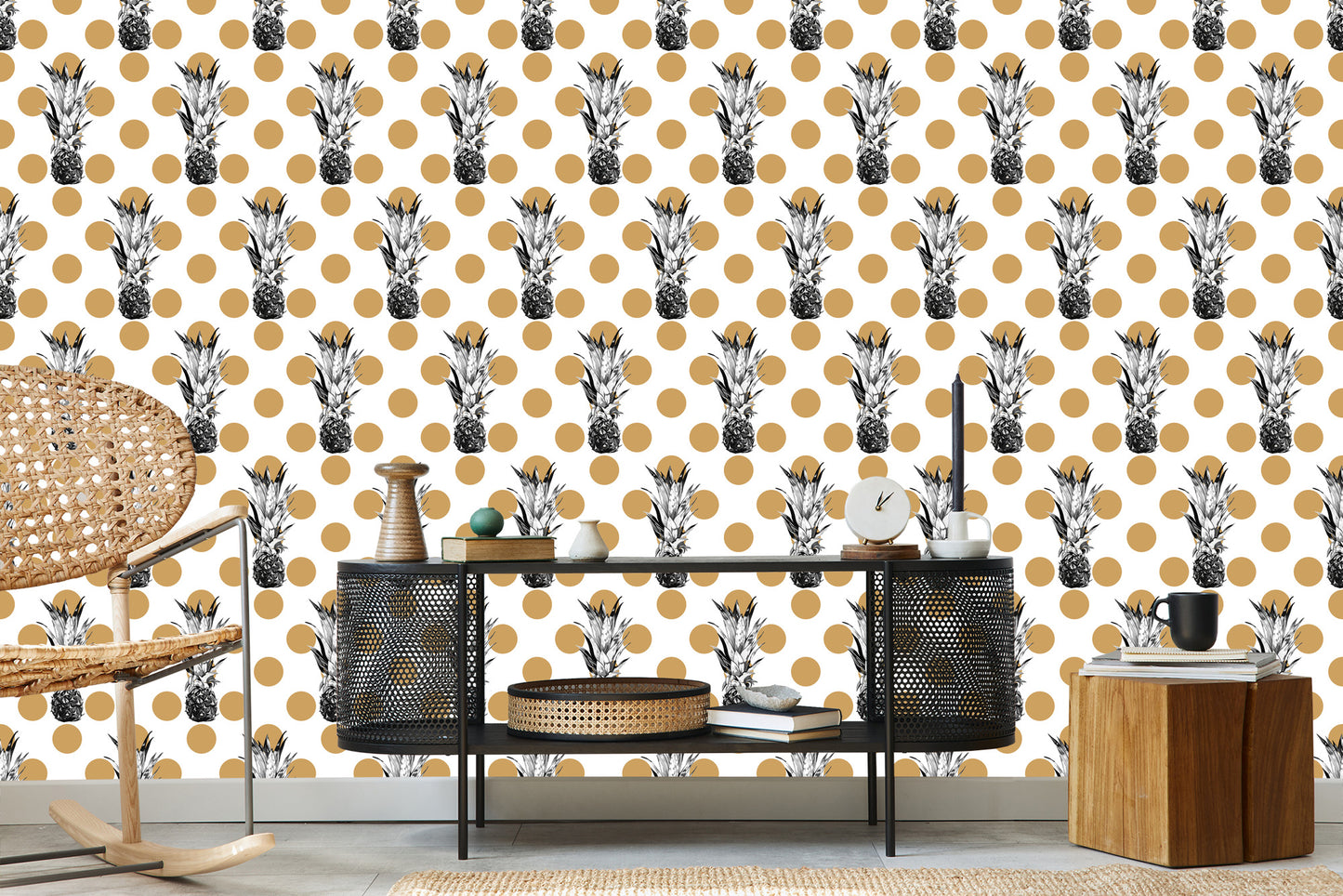 Wallpaper Pineapples With Dots