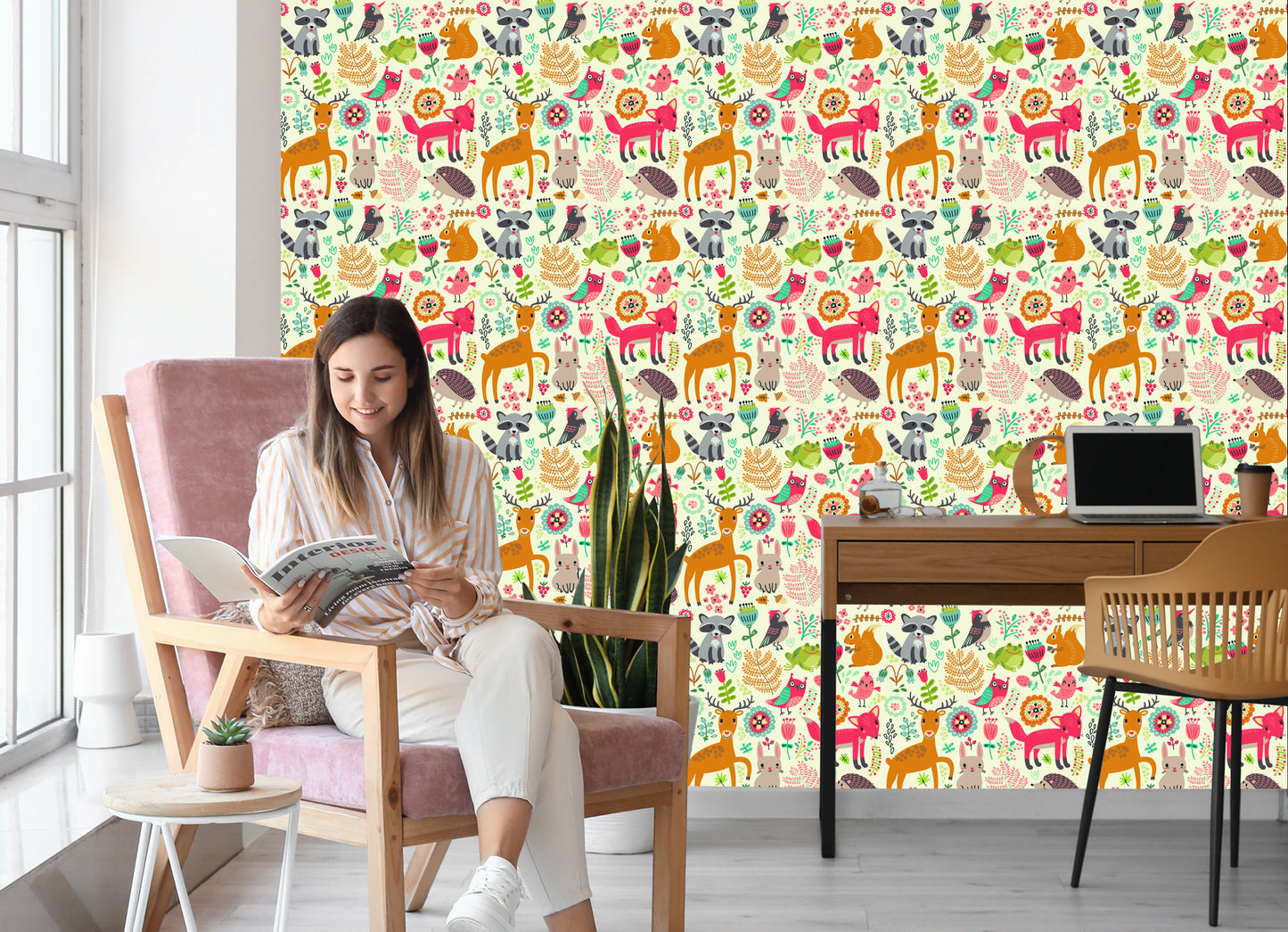Wallpaper For Children - Happy Forest Animals