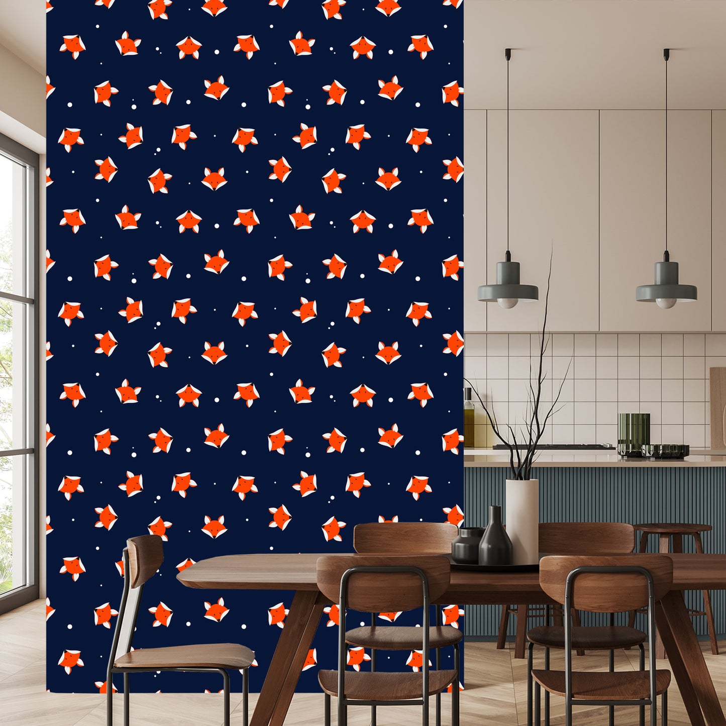 Wallpaper Painted Foxes