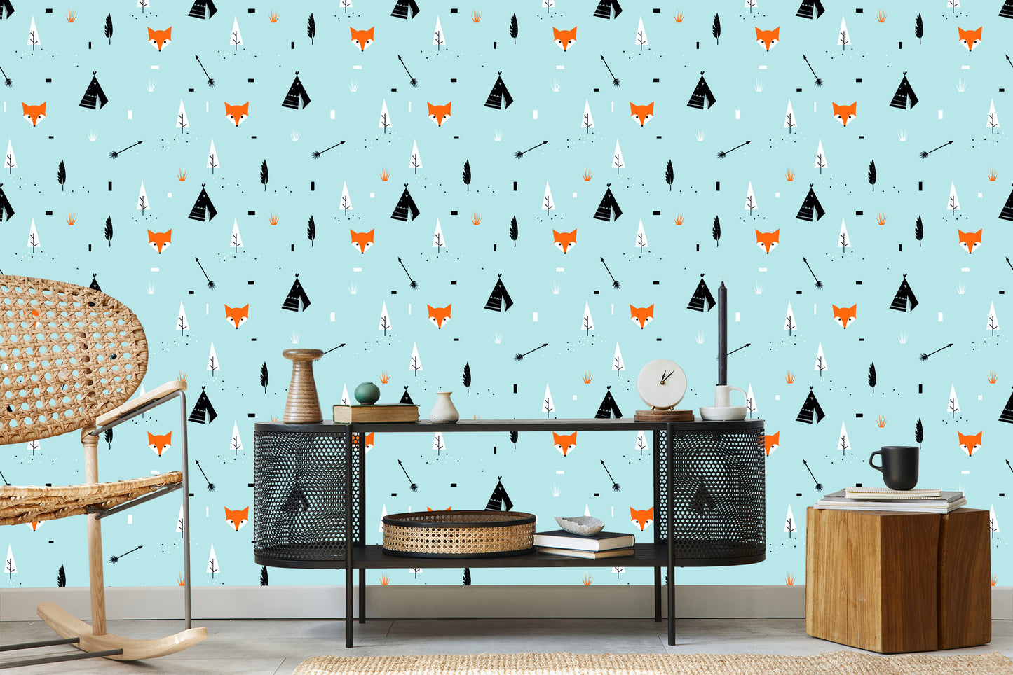 Wallpaper Teepee Foxes