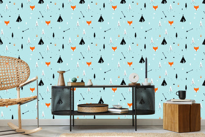 Wallpaper Teepee Foxes