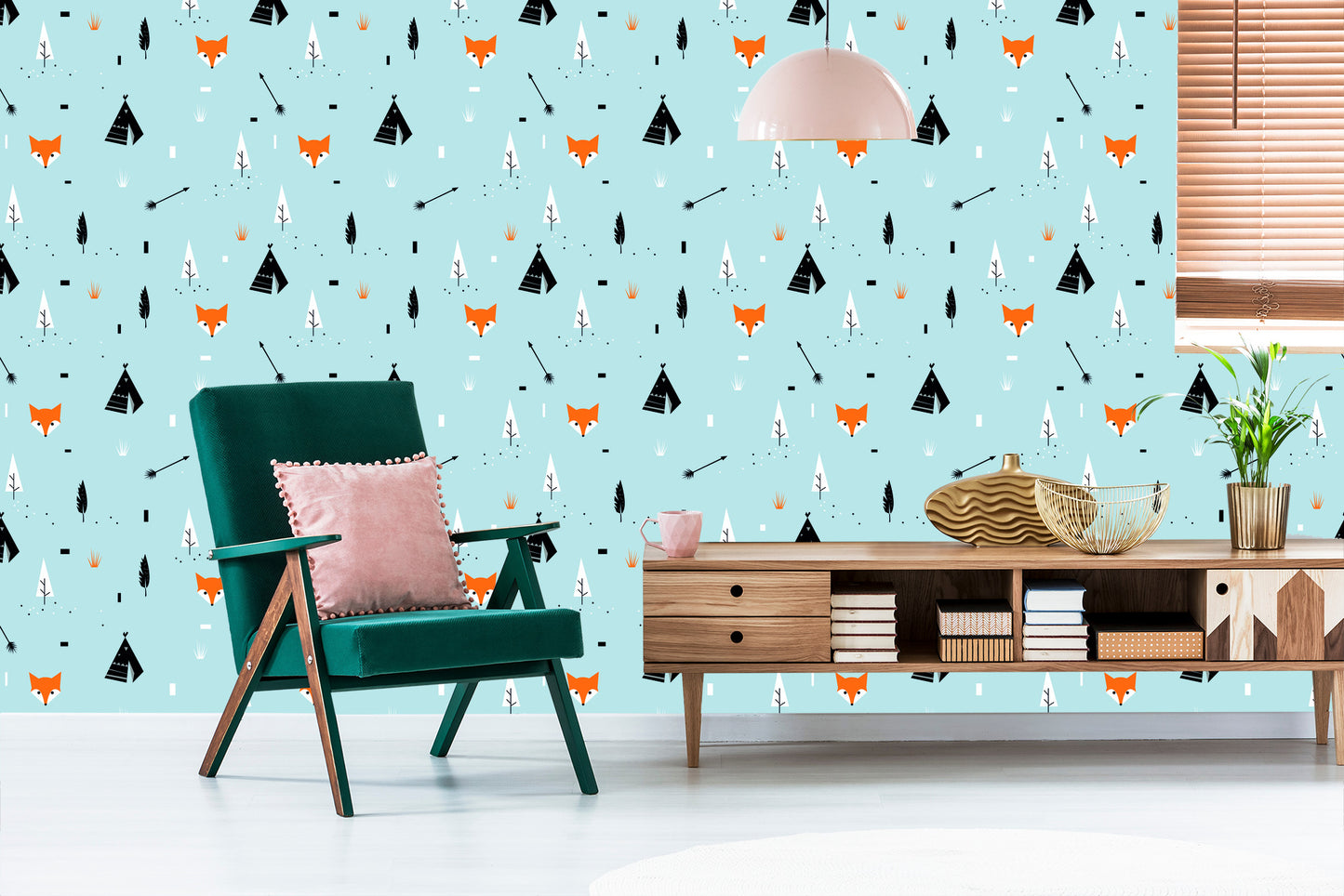 Wallpaper Teepee Foxes