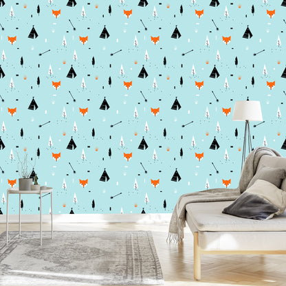 Wallpaper Teepee Foxes