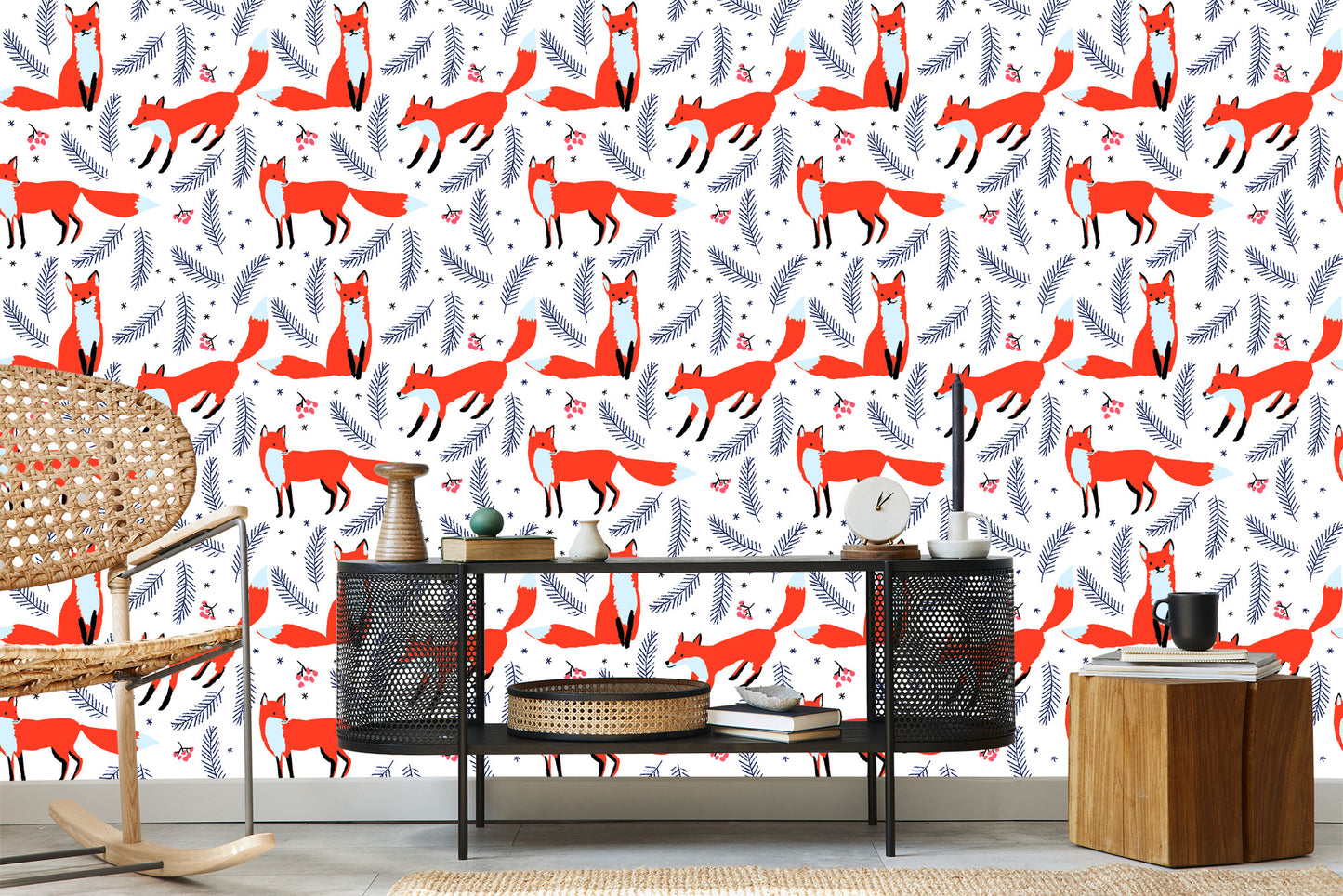 Wallpaper Foxes With Berries