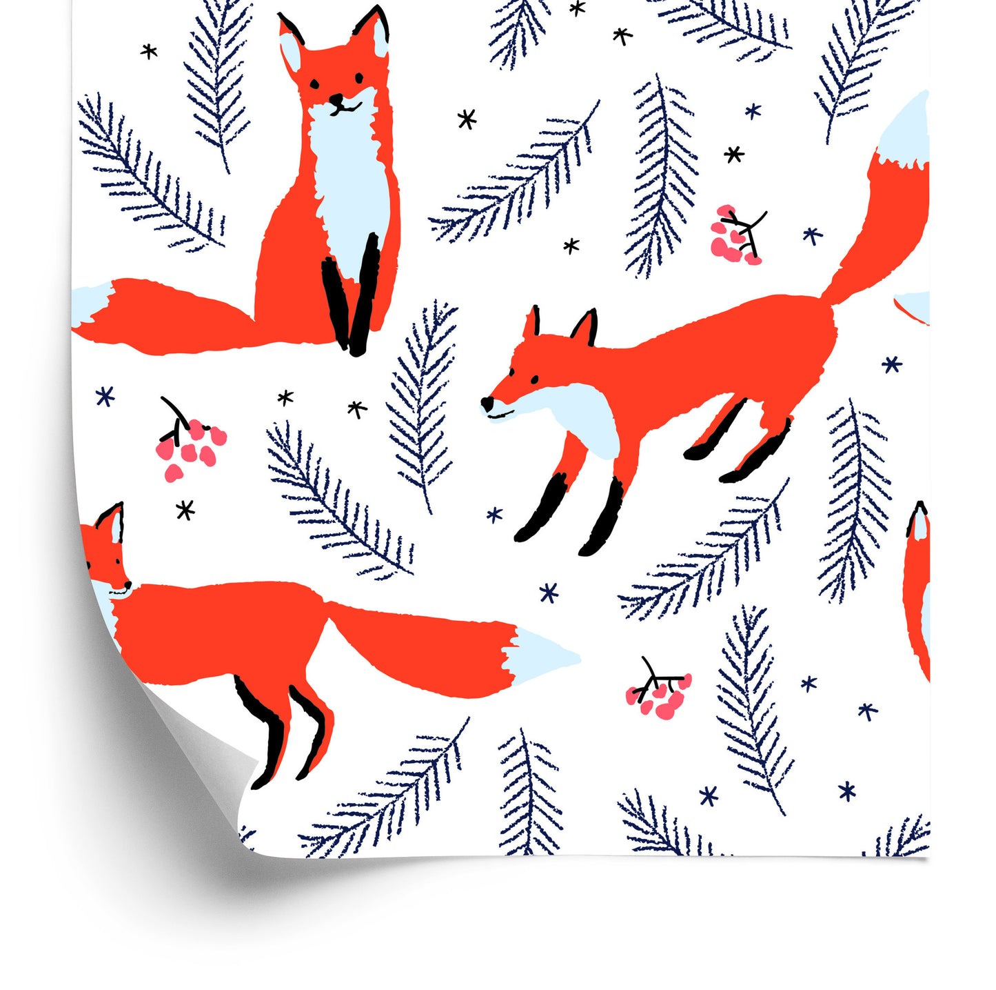 Wallpaper Foxes With Berries