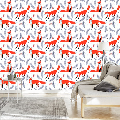 Wallpaper Foxes With Berries