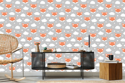Wallpaper Foxes With Clouds