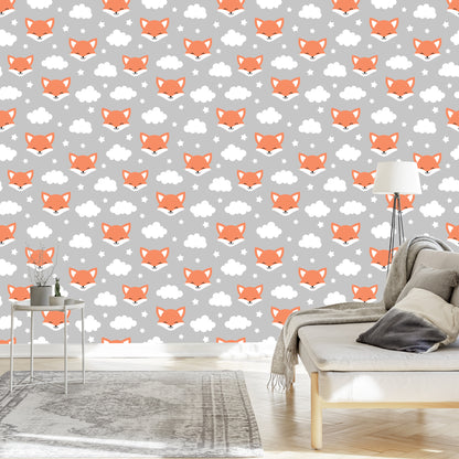 Wallpaper Foxes With Clouds