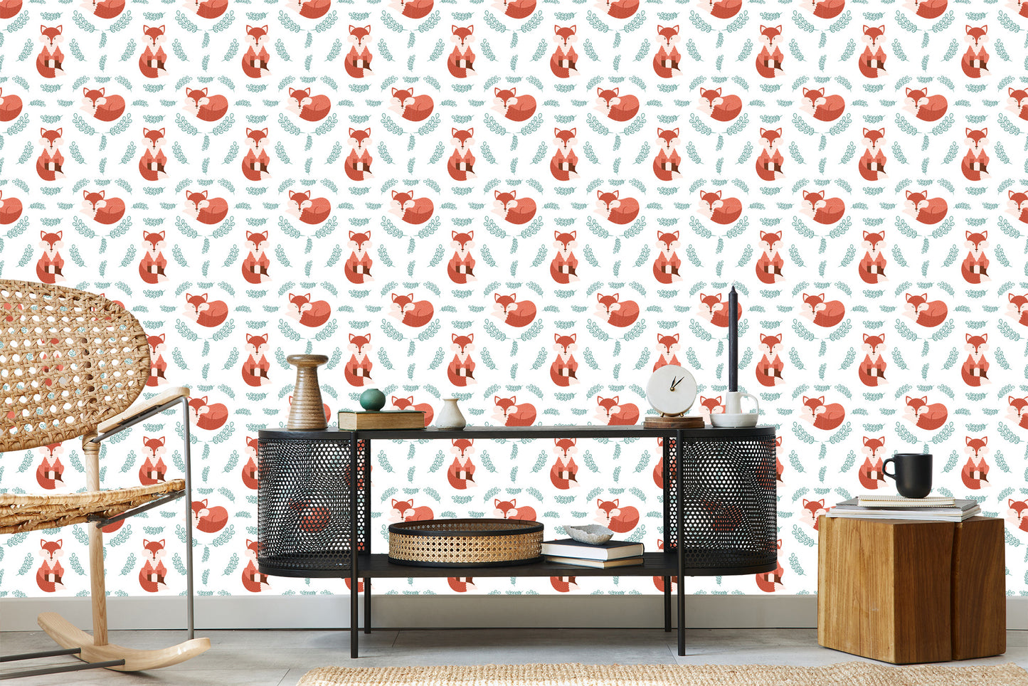 Wallpaper Foxes With Plants