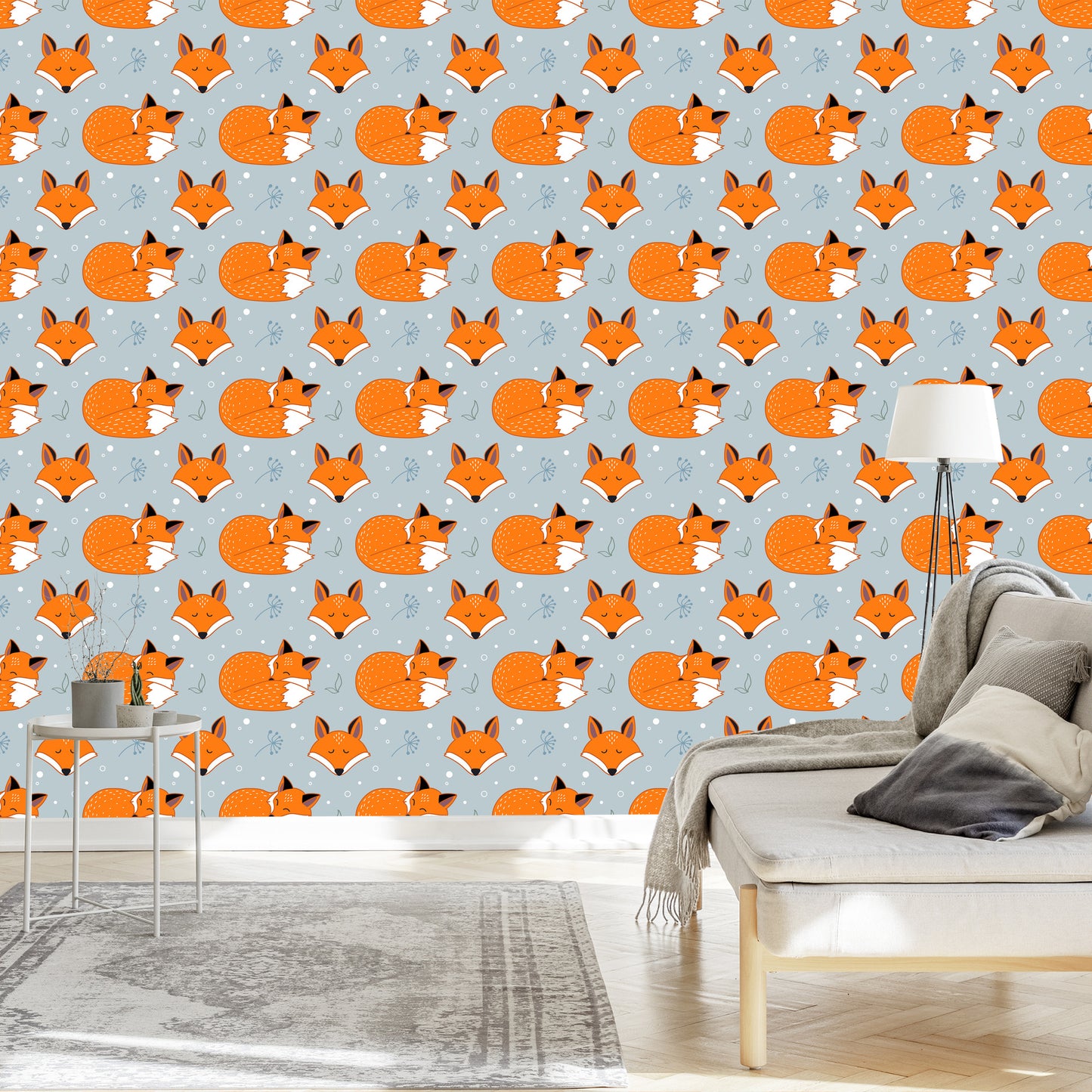 Wallpaper Sleeping Foxes With Plants