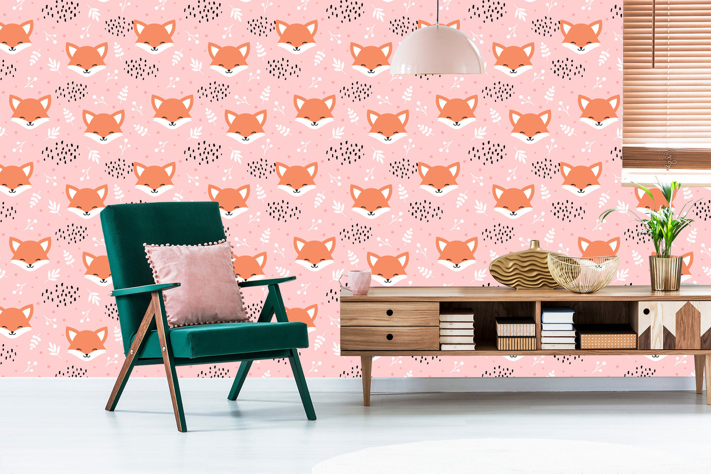 Wallpaper Happy Foxes With Plants