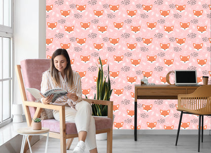Wallpaper Happy Foxes With Plants