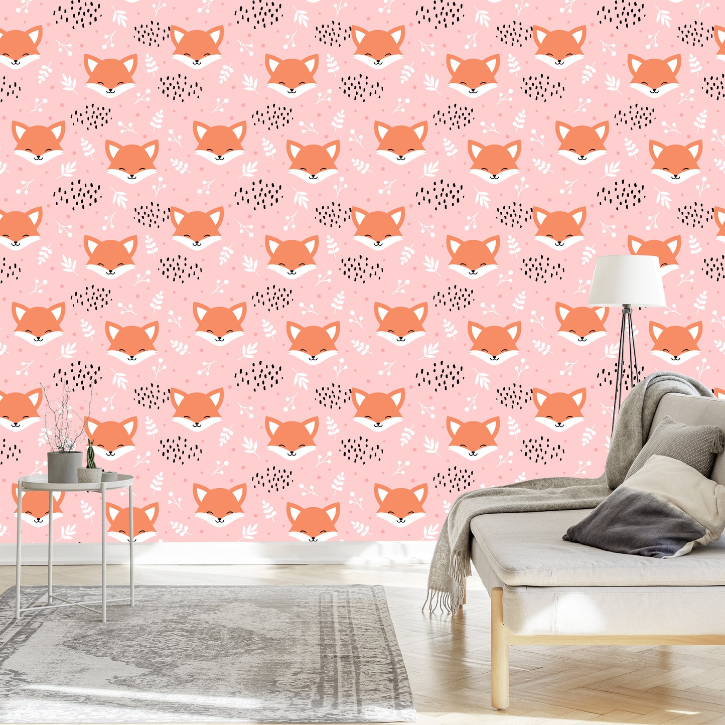 Wallpaper Happy Foxes With Plants
