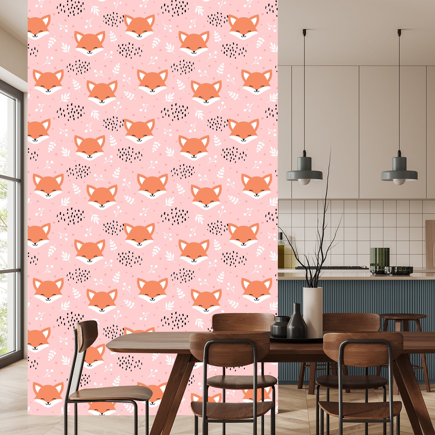 Wallpaper Happy Foxes With Plants