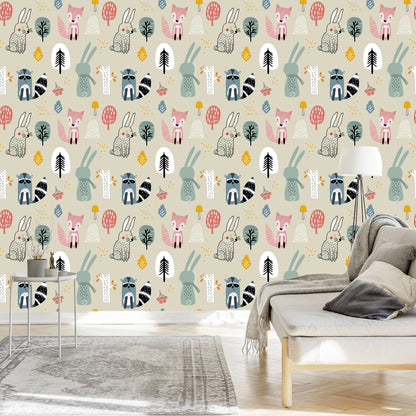 Wallpaper For The Children's Room. Forest Animals
