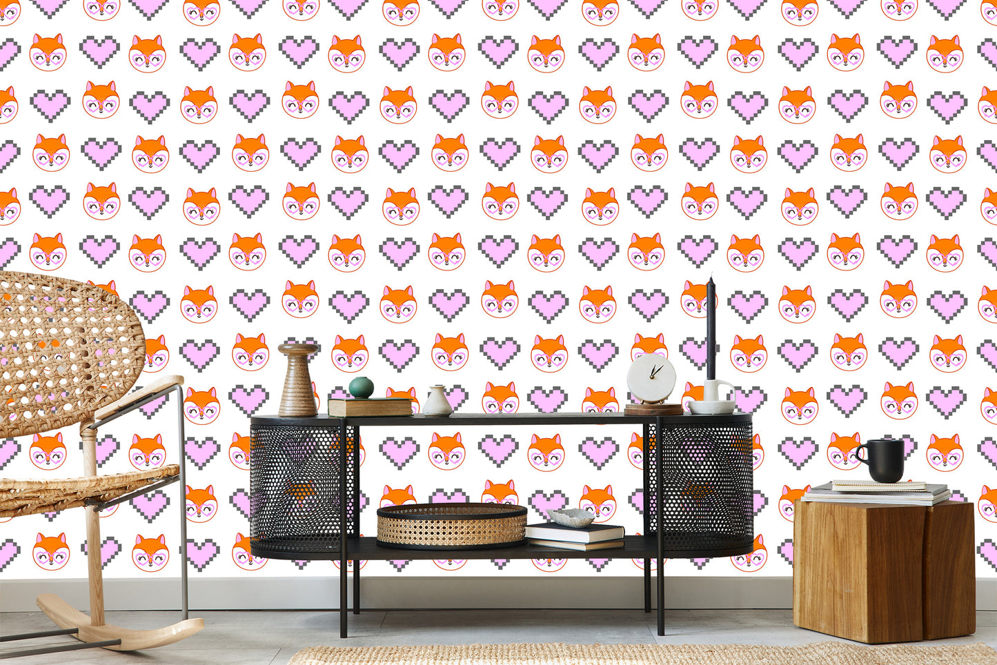 Wallpaper Merry Foxes With Hearts